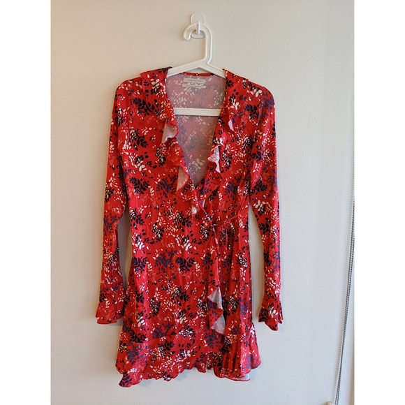 Urban Outfitters Floral Wrap Front Mini Dress - Picture 1 of 4